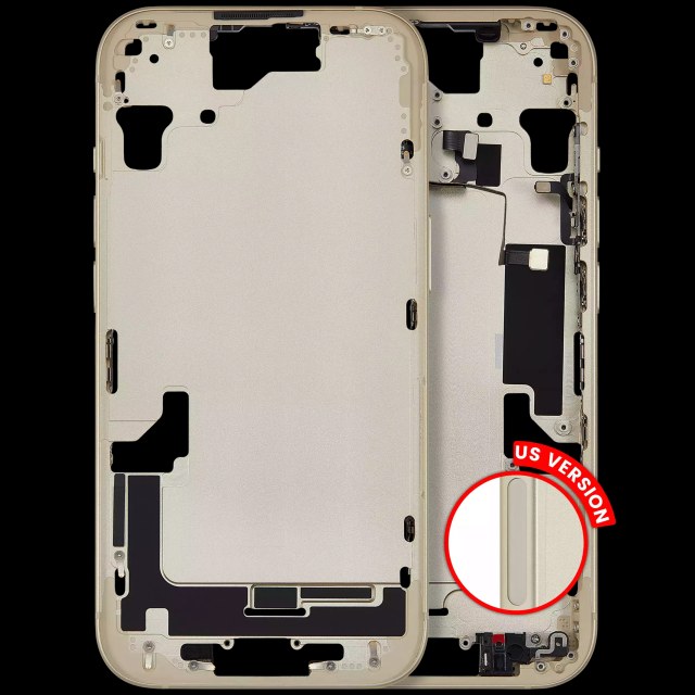 Frame centrale W/ Minuteria per iPhone 15 (US Version) (Aftermarket Plus) (Giallo)