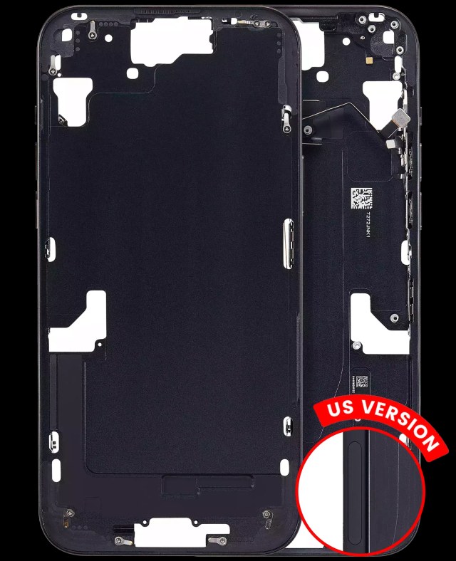 Frame centrale W/ Minuteria per iPhone 15 Plus (US Version) (Aftermarket Plus) (Nero)