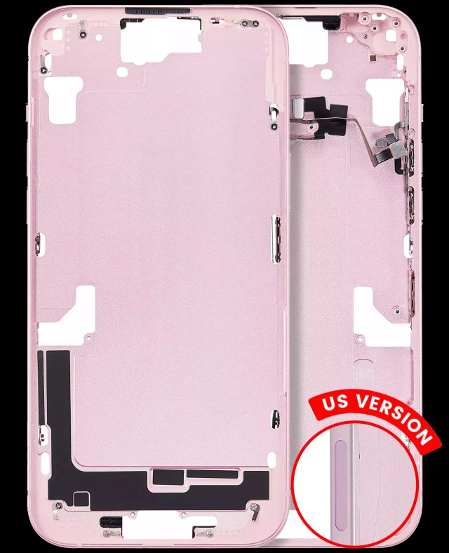Frame centrale W/ Minuteria per iPhone 15 Plus (US Version) (Aftermarket Plus) (Rosa)