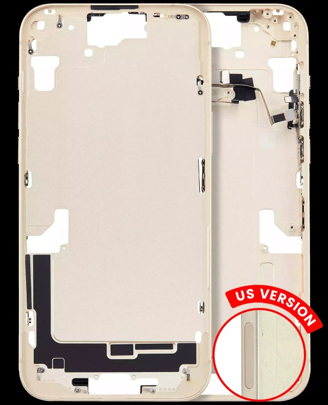 Frame centrale W/ Minuteria per iPhone 15 Plus (US Version) (Aftermarket Plus) (Giallo)