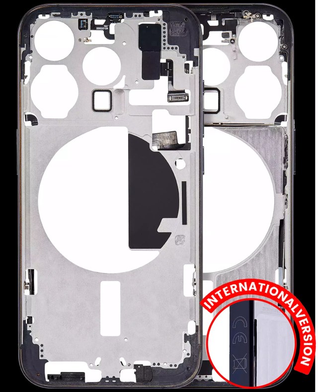 Frame centrale W/ Minuteria per iPhone 15 Pro (EU / Global Version) (Aftermarket Plus) (Titanio blu)