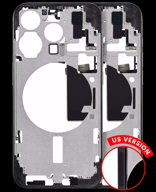 Frame centrale W/ Minuteria per iPhone 15 Pro (US Version) (Aftermarket Plus) (Titanio nero)