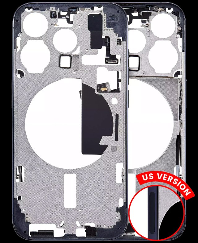 Frame centrale W/ Minuteria per iPhone 15 Pro (US Version) (Aftermarket Plus) (Titanio blu)
