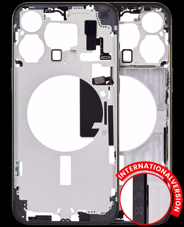 Frame centrale W/ Minuteria per iPhone 15 Pro Max (EU / Global Version) (Aftermarket Plus) (Titanio nero)