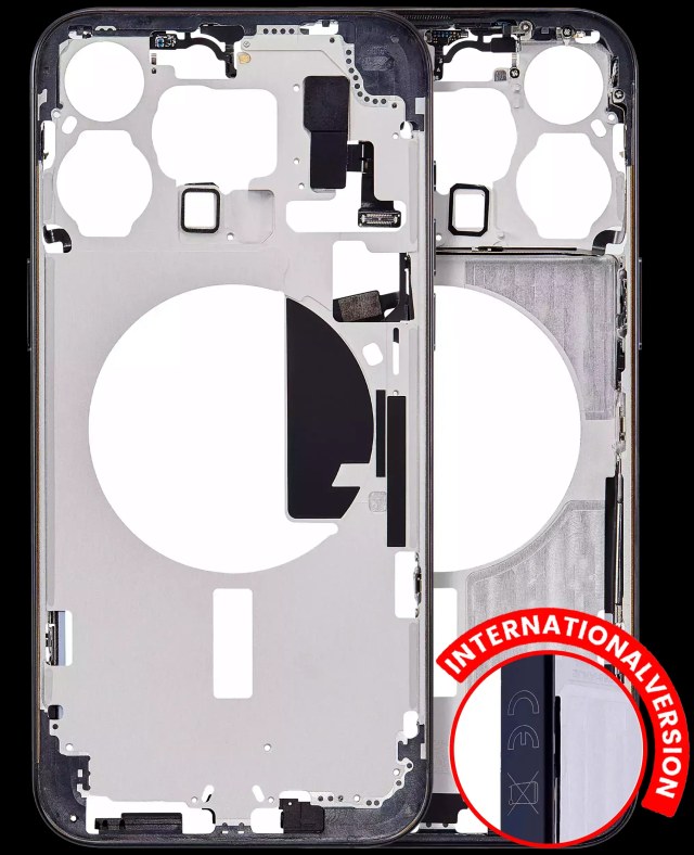 Frame centrale W/ Minuteria per iPhone 15 Pro Max (EU / Global Version) (Aftermarket Plus) (Titanio blu)