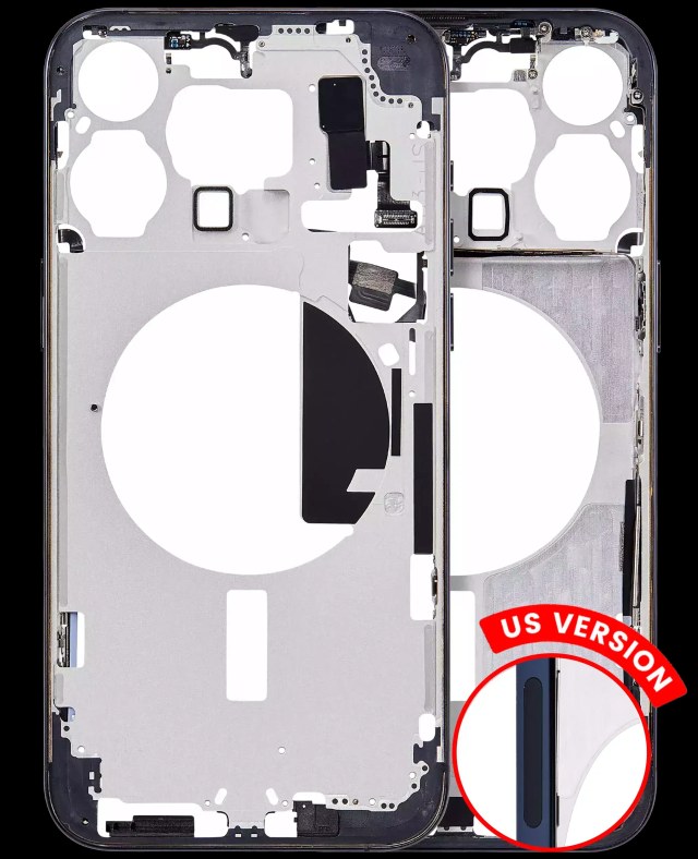 Frame centrale W/ Minuteria per iPhone 15 Pro Max (US Version) (Aftermarket Plus) (Titanio blu)