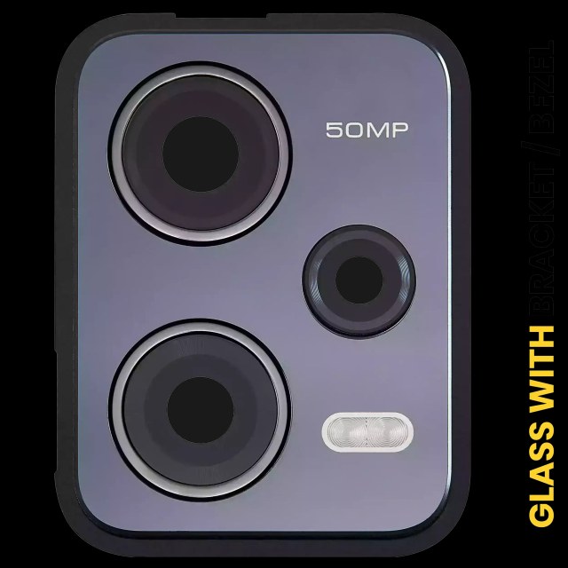 Lente fotocamera posteriore con staffa / Cornice per Xiaomi Redmi Note 12 Pro 5G (Nero)