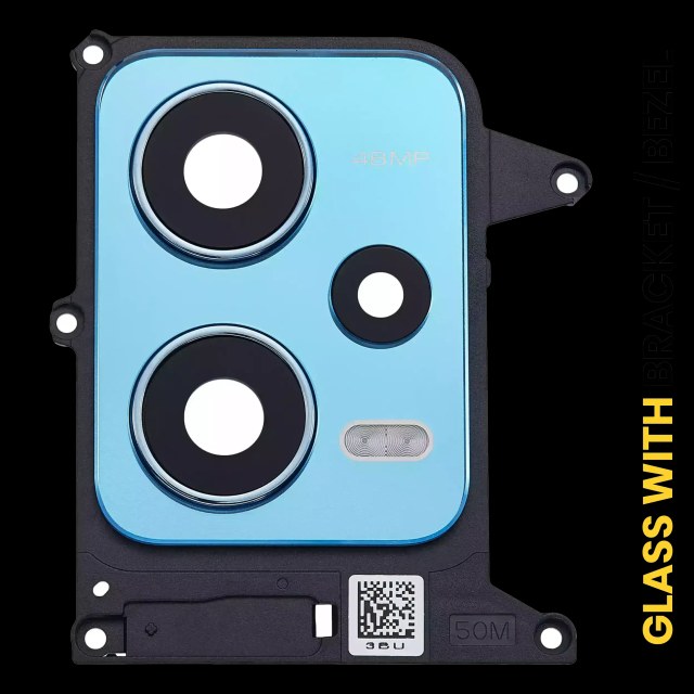 Lente fotocamera posteriore con staffa / Cornice per Xiaomi Redmi Note 12 5G (Mystique Blu)