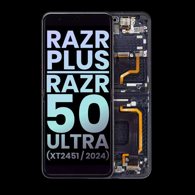 Inner Display OLED completo con Frame per Motorola Razr Plus 2024 / Razr 50 Ultra (XT2451 / 2024) / Razr Plus 2025 (XT2557) (Service Pack) (Mezzanotte Blu)