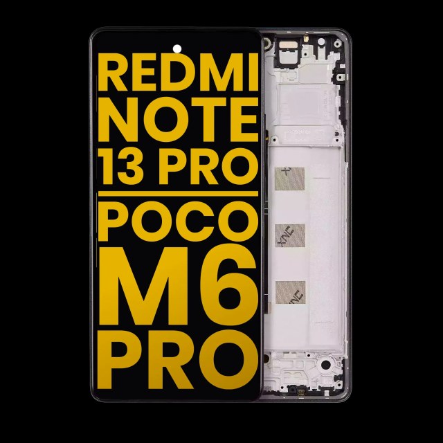 Display OLED completo con Frame per Xiaomi Redmi Note 13 Pro 4G / Xiaomi Poco M6 Pro 4G / Xiaomi Redmi Note 14S (Refurbished) (Mezzanotte Nero)