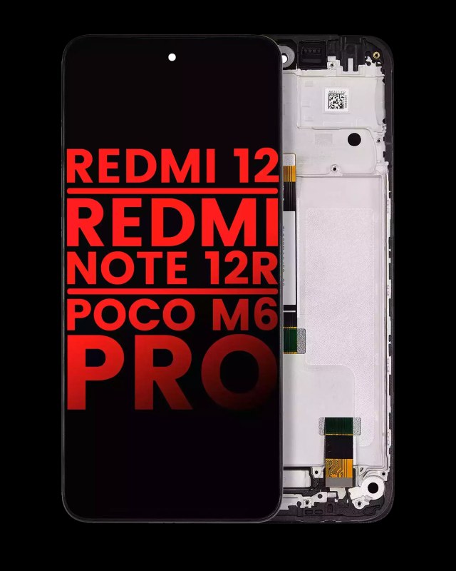 Display LCD completo con Frame compatibile per Xiaomi Redmi 12 4G / Redmi 12 5G / Redmi Note 12R / Poco M6 Pro (Aftermarket Plus) (tutti i colori)