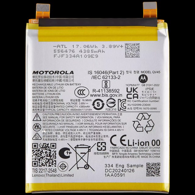 Batteria di ricambio per Motorola Moto Edge 50 Ultra (XT2401-2 / 2024) (QV45)