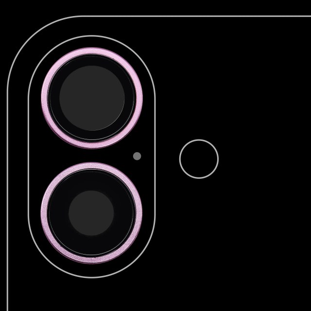 Lente fotocamera posteriore con staffa e Cornice per iPhone 16 / 16 Plus (Rosa) (2 set pezzi) (Premium)