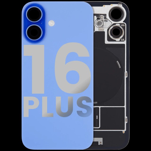 Vetro posteriore con magnete MagSafe, NFC e flat flash per iPhone 16 Plus (Used Service Pack Pull: grado A) (Blu oltremare)