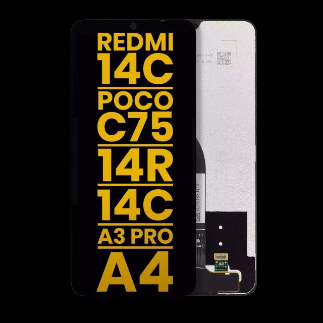 Display LCD completo senza Frame per Xiaomi Redmi 14C 4G / 14C 5G / 14R / Redmi A4 / Redmi A3 Pro / Poco C75 (Refurbished) (tutti i colori)