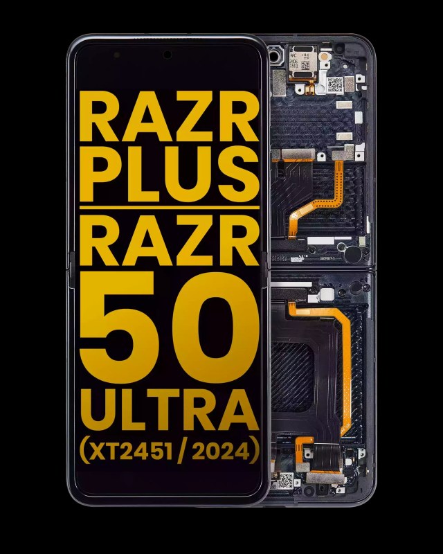 Inner Display OLED completo con Frame per Motorola Razr Plus 2024 / Razr 50 Ultra (XT2451 / 2024) / Razr Plus 2025 (XT2557) (Refurbished) (Mezzanotte Blu)