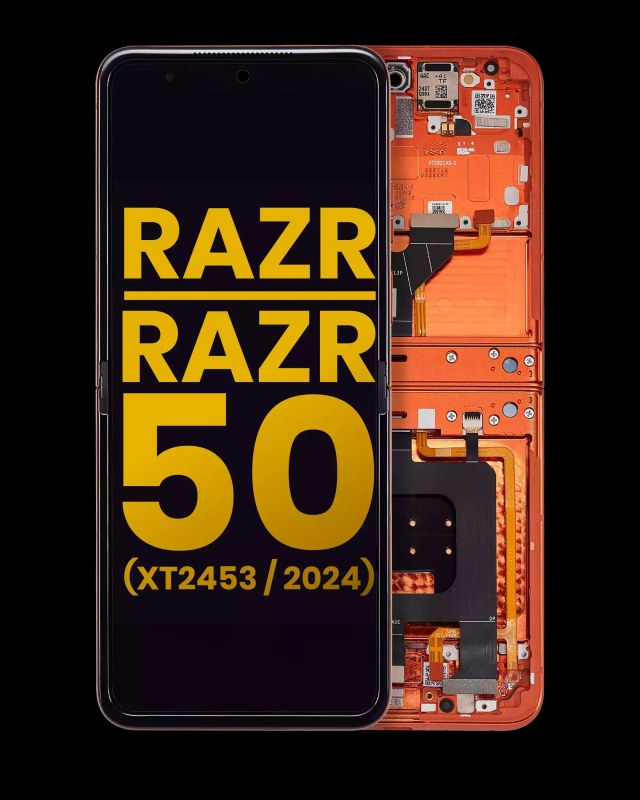 Main Display OLED completo con Frame per Motorola Razr 2024 / Razr 50 (XT2453 / 2024) (Refurbished) (Spritz Arancione)