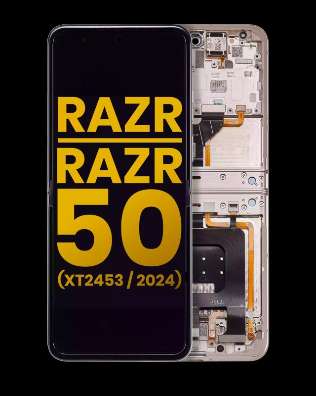 Main Display OLED completo con Frame per Motorola Razr 2024 / Razr 50 (XT2453 / 2024) (Refurbished) (Beach Sand)