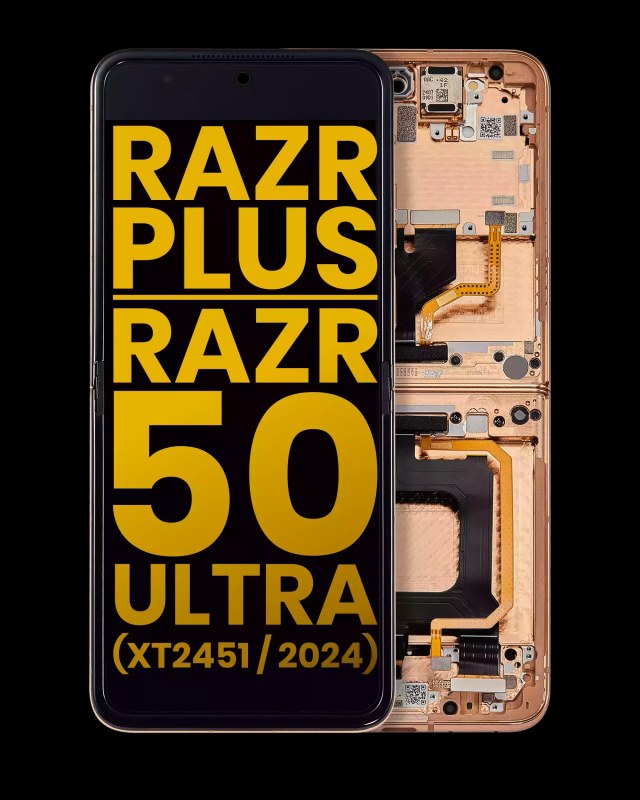 Inner Display OLED completo con Frame per Motorola Razr Plus 2024 / Razr 50 Ultra (XT2451 / 2024) / Razr Plus 2025 (XT2557) (Refurbished) (Peach Fuzz)