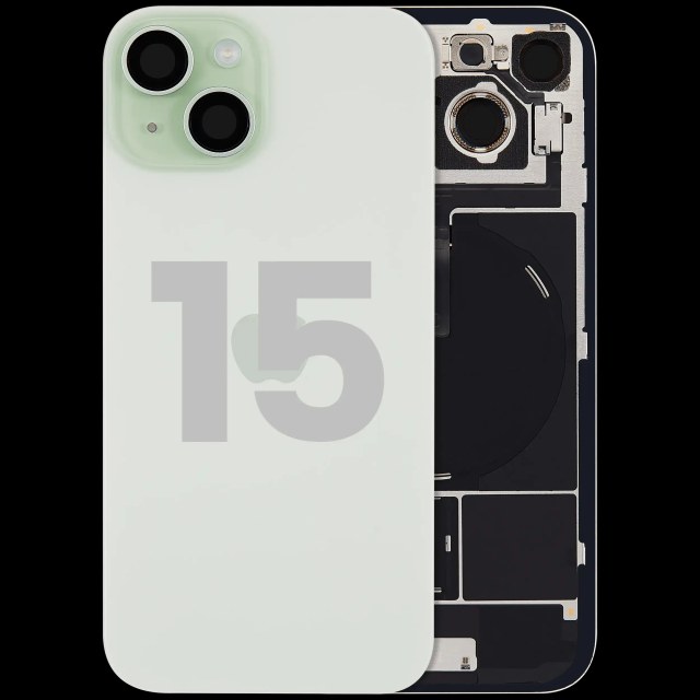 Vetro posteriore con magnete MagSafe, NFC e flat flash per iPhone 15 (Used Service Pack Pull: Grade B) (Verde)