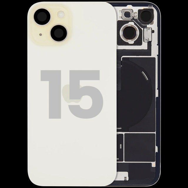 Vetro posteriore con magnete MagSafe, NFC e flat flash per iPhone 15 (Used Service Pack Pull: Grade B) (Giallo)