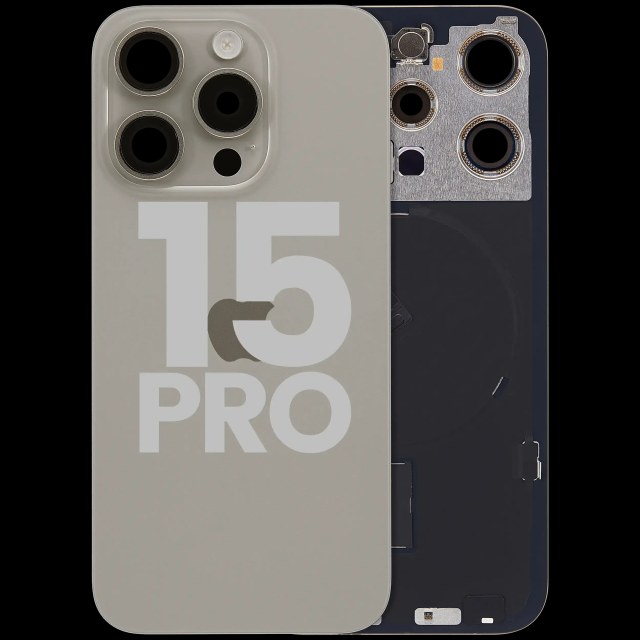 Vetro posteriore con magnete MagSafe, NFC e flat flash per iPhone 15 Pro (Used Service Pack Pull: Grade B) (Titanio naturale)
