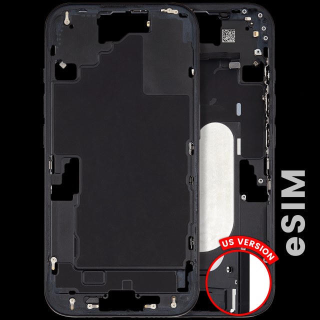 Frame centrale W/ Minuteria per iPhone 16 (US Version) (Used Service Pack Pull: grado A) (Nero)