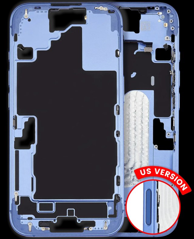 Frame centrale W/ Minuteria per iPhone 16 (US Version) (Used Service Pack Pull: grado A) (Blu oltremare)