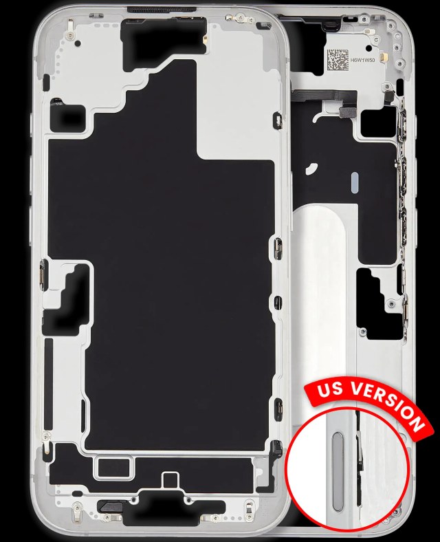 Frame centrale W/ Minuteria per iPhone 16 (US Version) (Used Service Pack Pull: grado A) (Bianco)