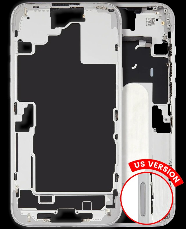 Frame centrale W/ Minuteria per iPhone 16 Plus (US Version) (Used Service Pack Pull: grado A) (Bianco)