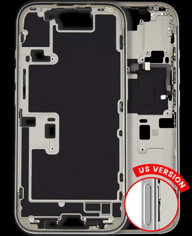 Frame centrale W/ Minuteria per iPhone 16 Pro (US Version) (Used Service Pack Pull: grado A) (Titanio bianco)