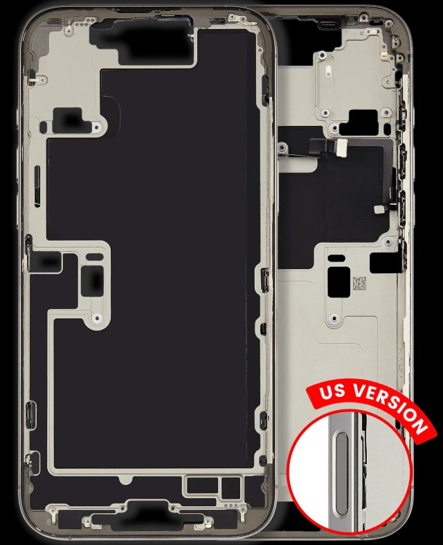 Frame centrale W/ Minuteria per iPhone 16 Pro Max (US Version) (Used Service Pack Pull: grado A) (Titanio naturale)