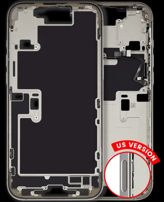 Frame centrale W/ Minuteria per iPhone 16 Pro Max (US Version) (Used Service Pack Pull: grado A) (Titanio bianco)