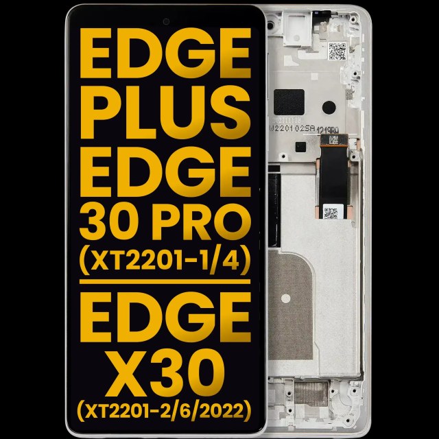 Display OLED completo con Frame per Motorola Moto Edge Plus / Edge 30 Pro (XT2201-1/4) / Edge X30 5G (XT2201-2/6 /2022) (Refurbished) (Stardust Bianco)