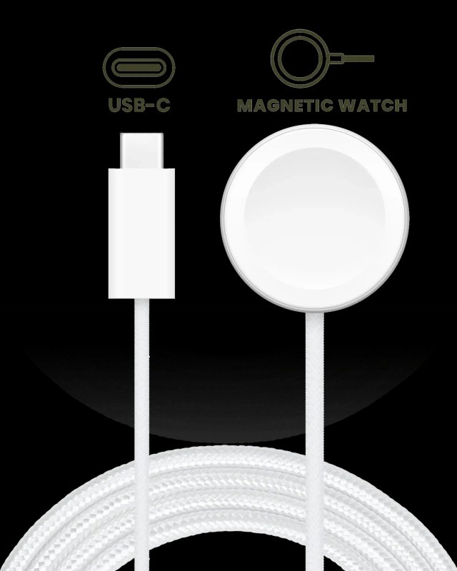 Apple USB-C Magnetic Braided Charging Cavo per Watch (1m, 3.3ft) (Service Pack Brand New, Bulk confezioneaging)