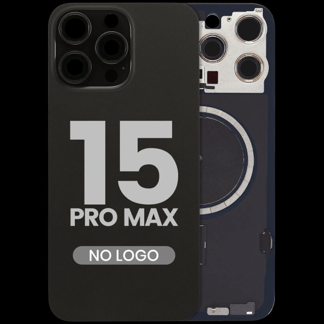 Vetro posteriore w/ magnete MagSafe per iPhone 15 Pro Max (Aftermarket) (Titanio nero) (No Logo)