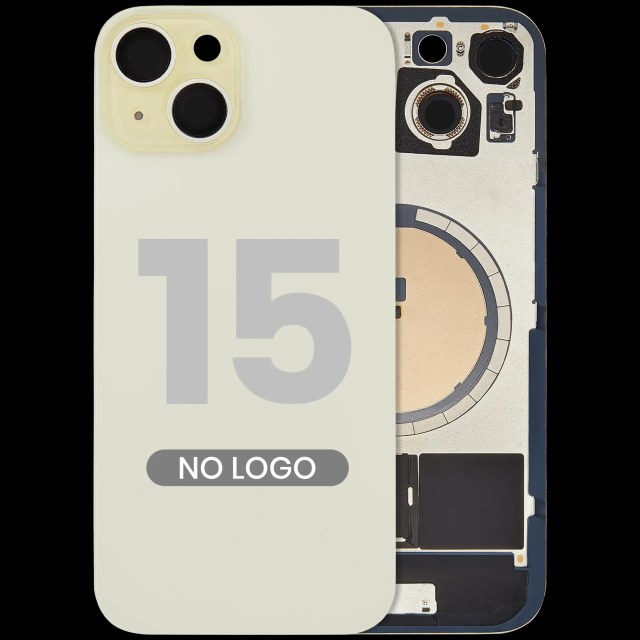 Vetro posteriore w/ magnete MagSafe per iPhone 15 (Aftermarket) (No Logo) (Giallo)