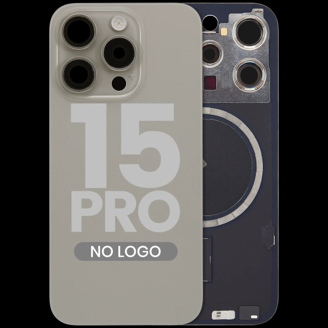 Vetro posteriore w/ magnete MagSafe per iPhone 15 Pro (Aftermarket) (Titanio naturale) (No Logo)