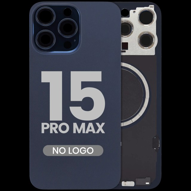 Vetro posteriore w/ magnete MagSafe per iPhone 15 Pro Max (Aftermarket) (Titanio blu) (No Logo)