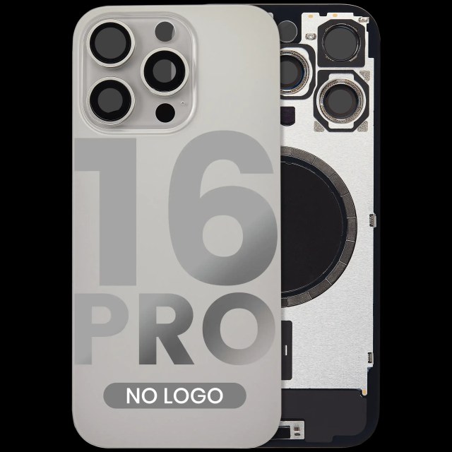 Vetro posteriore w/ magnete MagSafe per iPhone 16 Pro (Aftermarket) (Titanio naturale) (No Logo)