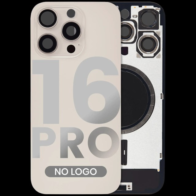 Vetro posteriore w/ magnete MagSafe per iPhone 16 Pro (Aftermarket) (Titanio sabbia) (No Logo)