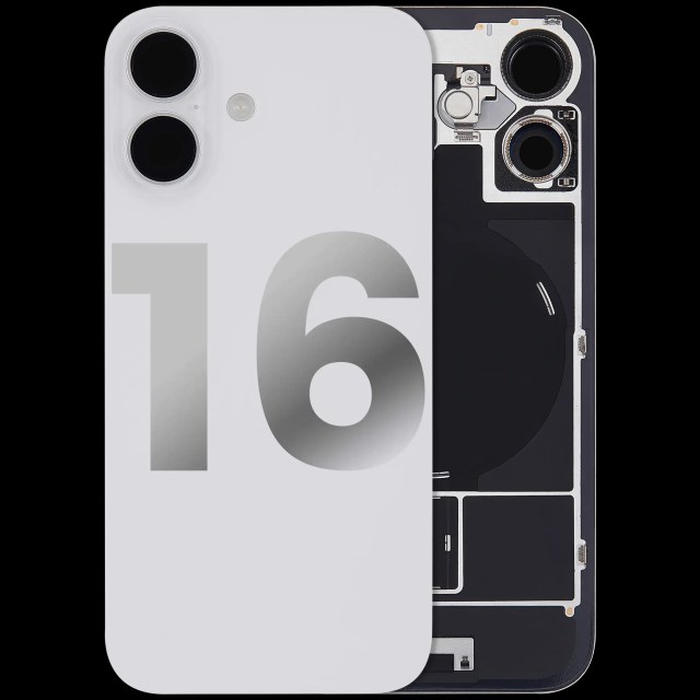 Vetro posteriore con magnete MagSafe, NFC e flat flash per iPhone 16 (Used Service Pack Pull: Grade B) (Bianco)