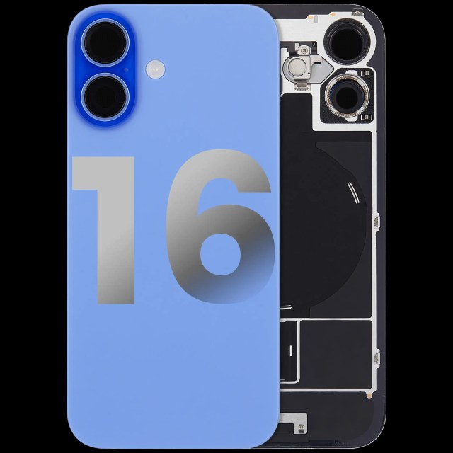 Vetro posteriore con magnete MagSafe, NFC e flat flash per iPhone 16 (Used Service Pack Pull: Grade B) (Blu oltremare)