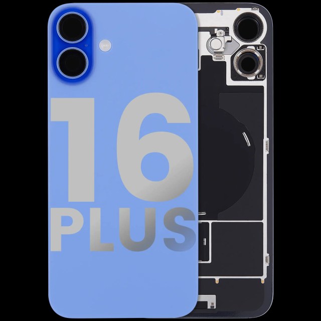 Vetro posteriore con magnete MagSafe, NFC e flat flash per iPhone 16 Plus (Used Service Pack Pull: Grade B) (Blu oltremare)