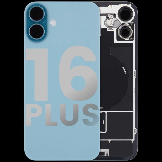 Vetro posteriore con magnete MagSafe, NFC e flat flash per iPhone 16 Plus (Used Service Pack Pull: Grade B) (Verde petrolio)
