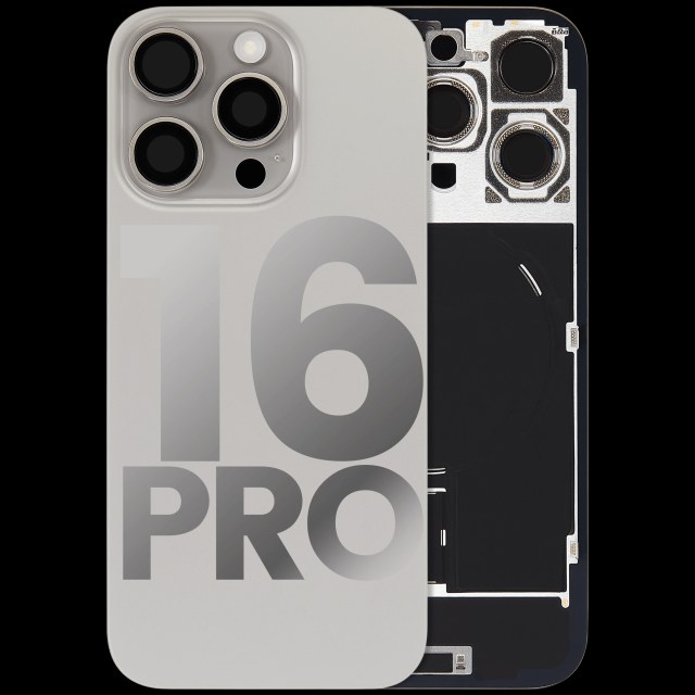 Vetro posteriore con magnete MagSafe, NFC e flat flash per iPhone 16 Pro (Used Service Pack Pull: Grade B) (Titanio naturale)