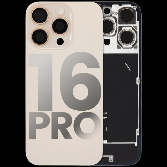 Vetro posteriore con magnete MagSafe, NFC e flat flash per iPhone 16 Pro (Used Service Pack Pull: Grade B) (Titanio sabbia)
