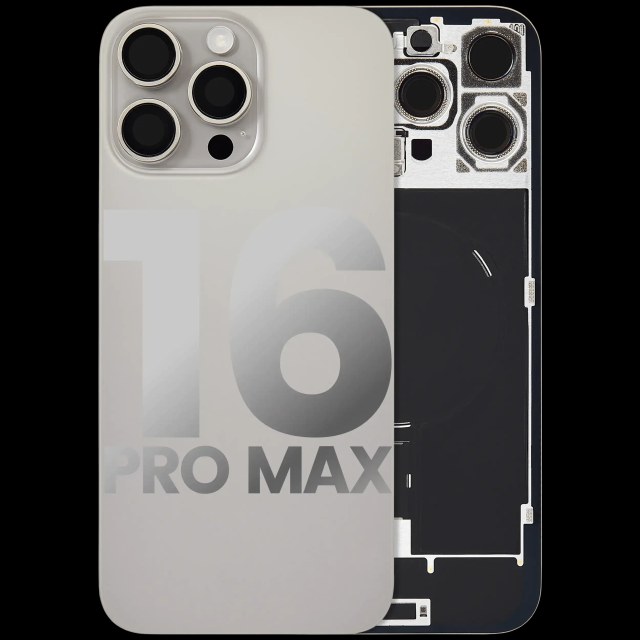 Vetro posteriore con magnete MagSafe, NFC e flat flash per iPhone 16 Pro Max (Used Service Pack Pull: Grade B) (Titanio naturale)