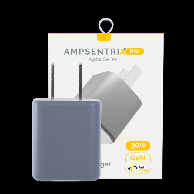 AmpSentrix Pro 30W 2-in-1 USB-C / USB-A GaN Wall Adapter (Titanio naturale)