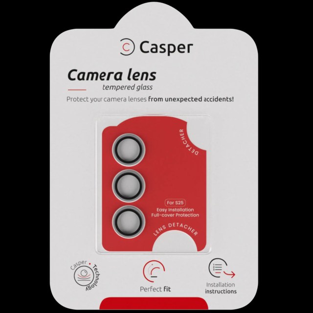 Casper Vetro fotocamera Protector per Samsung Galaxy S25 (Trasparente Rings)